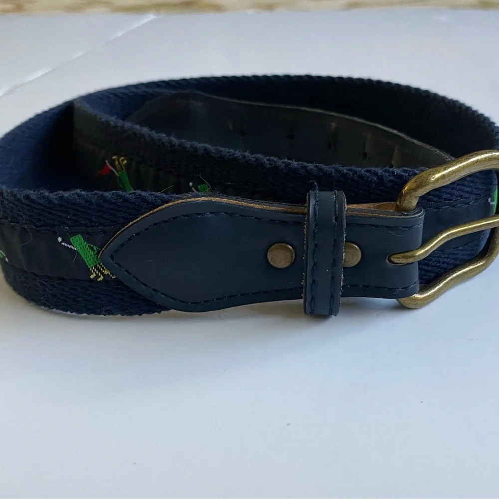 Boys Belt Size 10 Golf Clubs Bag Canvas Navy Blue Preppy Sports Sporty Dress